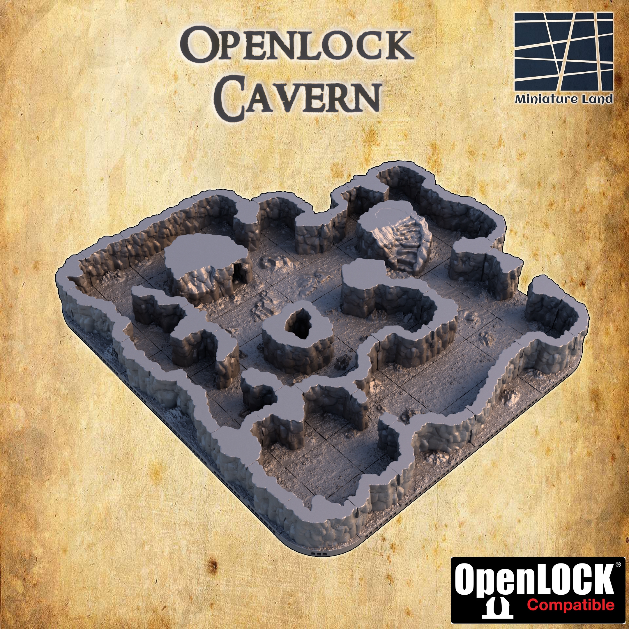 Openlock Cavern - Tabletop Terrain - 28 MM